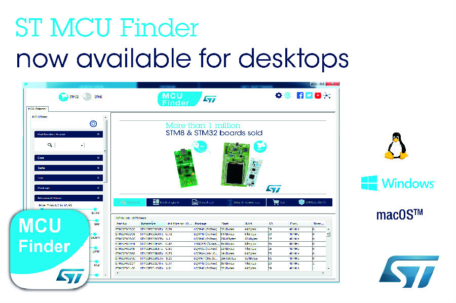 意法半导体的PC版MCU Finder选型工具方便开发者在电脑上直接使用STM32和STM8设计资源火星电竞APP(图1)