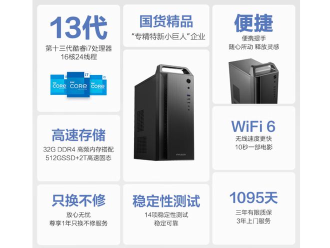 更强办公用台式机登场配i7-13700F处理器独显售价5799元(图3)